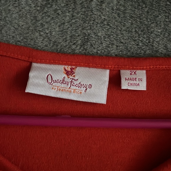 Quacker factory women’s 3/4 sleeve orange thanksgiving shirt - Picture 2 of 5
